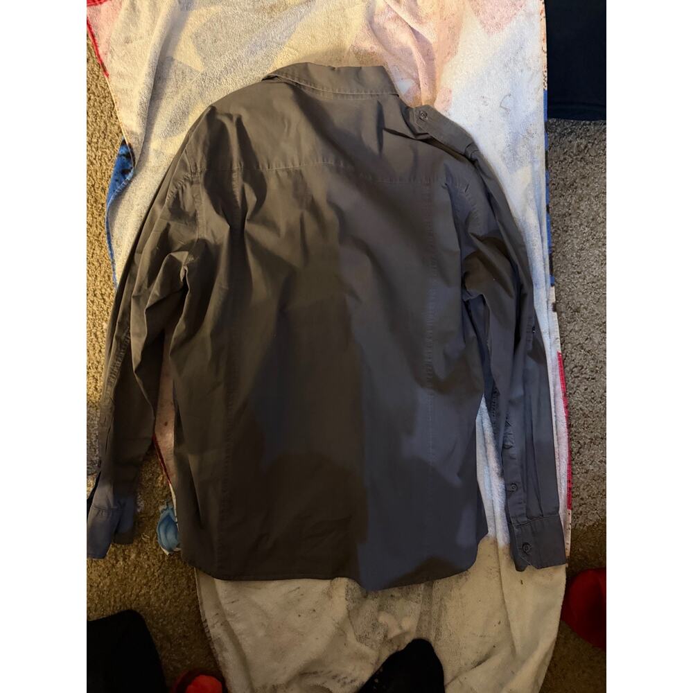 Helix X-Large Olive Green Long Sleeve Button-Up Shirt With Front Pockets